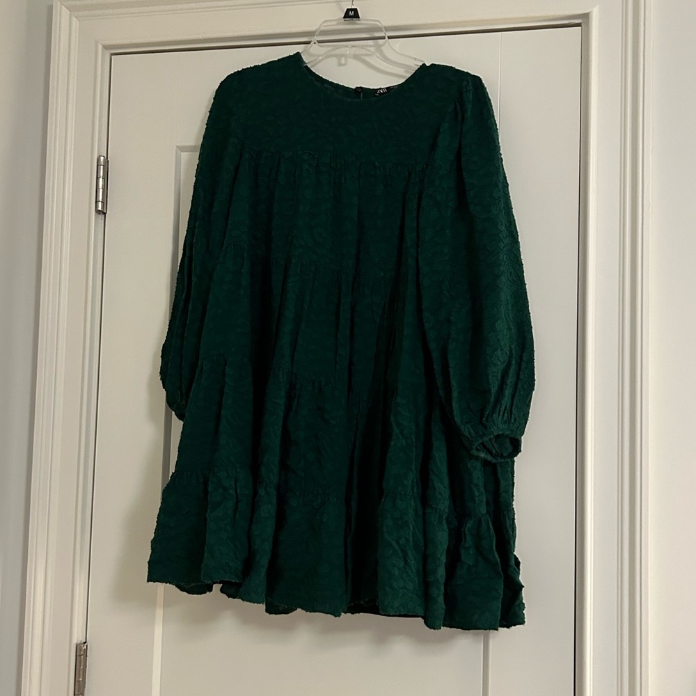 Zara dark green tiered dress